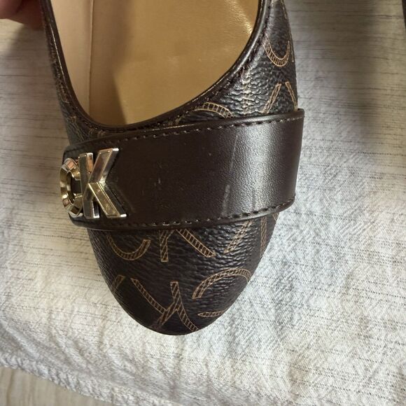 Calvin Klein Brown Lisa Ballet Flats Size 9 Monogram CK Print Faux Leather - Picture 3 of 16